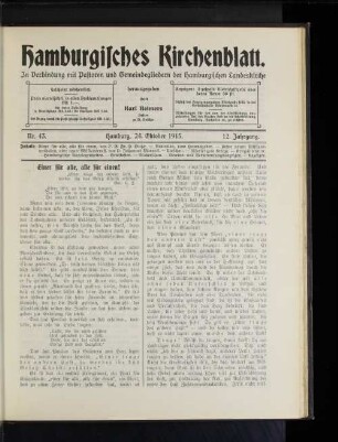 Nr. 43. Hamburg, 24. Oktober 1915. 12. Jahrgang.