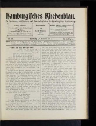 Nr. 43. Hamburg, 24. Oktober 1915. 12. Jahrgang.