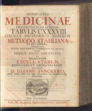 Conspectvs Medicinae Theoretico-Practicae