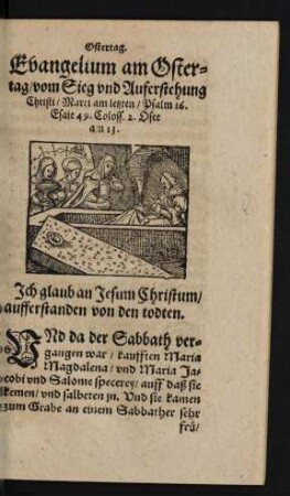 Evangelium am Ostertag/ vom Sieg und Auferstehung Christi/ Marci am letzten ...