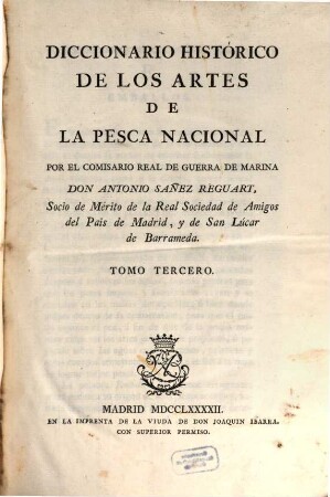 Diccionario historico de los artes de la Pesca Nacional, 3