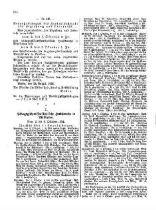 Veranstaltungen des Zentralinstituts für Erziehung und Unterricht : [Amtlicher Teil]