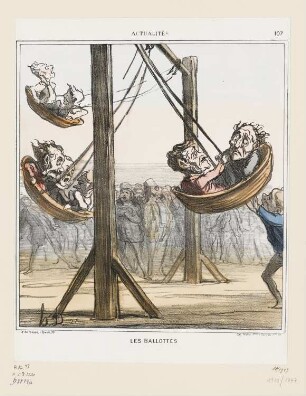 Les Ballottés, Blatt 107 der Folge „Actualités“, in: „Le Charivari“, Paris 1869