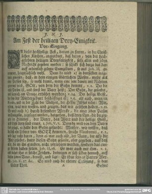 Am Fest der heiligen Drey-Einigkeit
