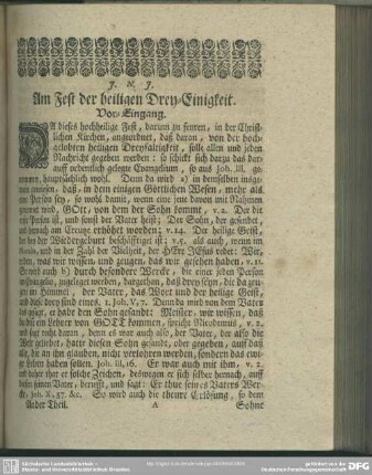 Am Fest der heiligen Drey-Einigkeit