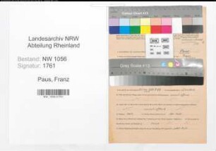 Entnazifizierung Franz Paus , geb. 02.03.1910 (Maler)