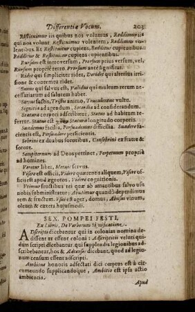 Sex. Pompei Festi, Ex Libris, De Verborum Significatione.