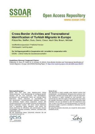 Cross-Border Activities and Transnational Identification of Turkish Migrants in Europe