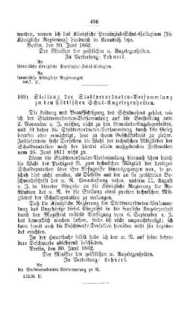 Stellung der Stadtverordneten-Versammlung zu den städtischen Schul-Angelegenheiten : [V. Elementarschulwesen]