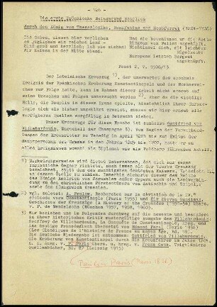 Manuskript "Die erste fränkische Belagerung Nauplias"