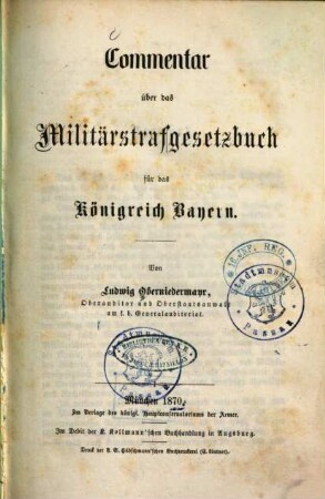 Commentar über das Militärstrafgesetzbuch für das Königreich Bayern