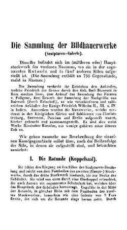 B. Die Sammlung der Bildhauerwerke (Sculpturen)
