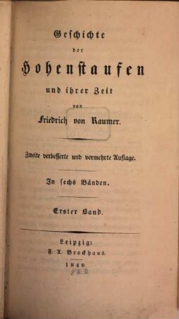 Geschichte der Hohenstaufen und ihrer Zeit, 1