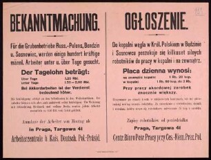 "Bekanntmachung." Anwerbung von Arbeitskräften in russisch-polnischen Grubenbetrieben (4980)
