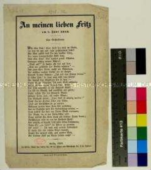 Gedicht "An meinen lieben Fritz am 7. Juni 1848." als Mahnung des Geistes Friedrich Wilhelms III. an Friedrich Wilhelm IV. König von Preußen