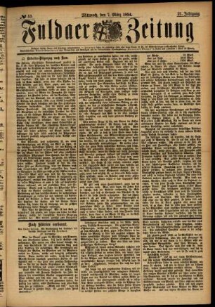 Ausgabe vom Mittwoch, den 07. März 1894.