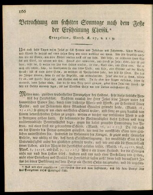 Betrachtung am sechsten Sonntage nach dem Feste der Erscheinung Christi