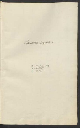 Katalog der Collectanea linguistica