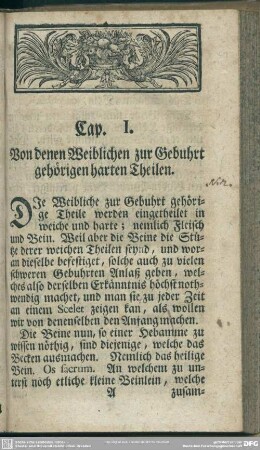 Cap. I. Von denen Weiblichen zur Gebuhrt gehörigen harten Theilen