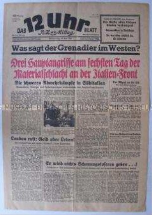 Berliner Tageszeitung "Das 12 Uhr Blatt" überwiegend zu den Kämpfen in Italien