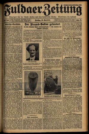 Erste Ausgabe vom Freitag, den 29. Mai 1931.