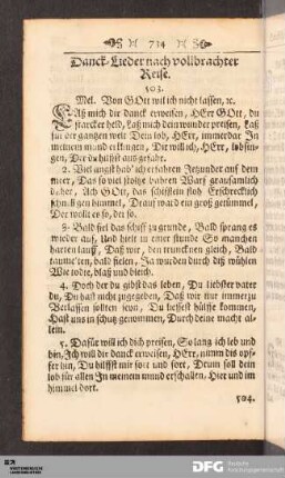 Danck-Lieder nach vollbrachter Reise.