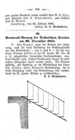 99. Protocoll-Auszug der Technischen Section am 30. : December 1845.