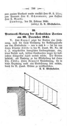 99. Protocoll-Auszug der Technischen Section am 30. : December 1845.