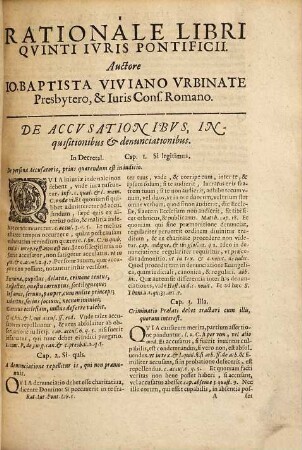 Rationale Iuris Pontificii, Quinque Libris distinctum, 5. Rationale Libri Quinti Iuris Pontificii ... Opus, In Quo Omnium, Quae A Summis Pontificibus constituta sunt in Librio Quinto Decretalium, Sexti, Clementinarum, & Extravagantium, viva & fundamentalis Ratio redditur...