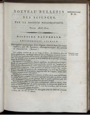 Nouveau Bulletin des Sciences, par la Société Philomatique. Paris. Avril 1812., 55