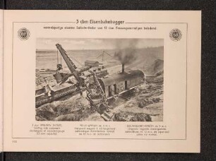 3 cbm Eisenbahnbagger, normalspurige eiserne Selbstentlader von 12 cbm Fassungsvermögen beladend.