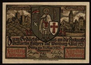 Fünfzig Pfennig Wartburgstadt Eisenach