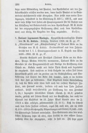 286-287 [Rezension] Kukula, Richard, Tatians sogenannte Apologie