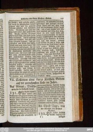 VII. Collecten oder kurze Kirchen-Gebete auf die vornehmsten Feste im Jahre.