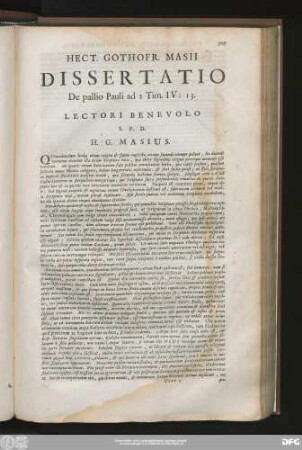 Hect. Gothofr. Masii Dissertatio De pallio Pauli ad 2 Tim. IV:13.