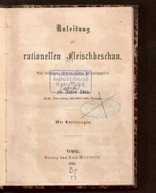 Anleitung zur rationellen Fleischbeschau