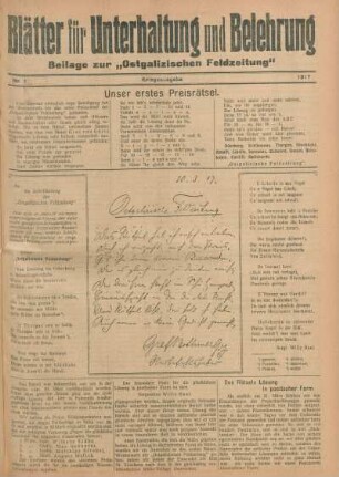1917: Ostgalizische Feldzeitung