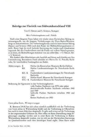 Beiträge zur Floristik von Südwestdeutschland VIII