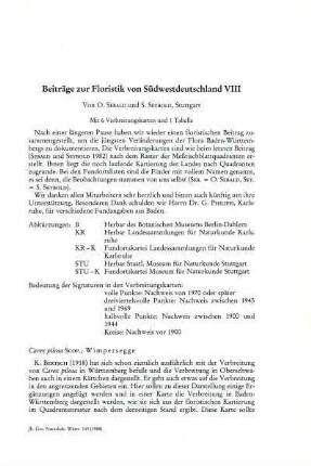 Beiträge zur Floristik von Südwestdeutschland VIII