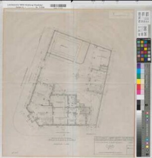 Hervest-Dorsten (Dorsten) Postgebäude Grundriß Erdgeschoß 1952 1 : 100 64 x 57 Zeichnung Oberpostdirektion Münster