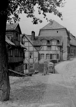 Quedlinburg, Blick auf Fachwerkhäuser in der Altstadt