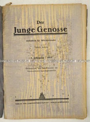 Zeitschrift der Kommunistischen Jugendinternationale "Der junge Genosse" u.a. über Schulen und Kinderheime in Russland