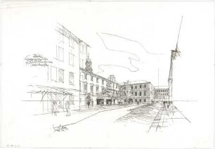 Gsaenger, Gustav; München, Theatinerstr.; Bayerisches Kultusministerium, Erweiterung - Erweiterungsbau Salvatorstr. (Perspektive)