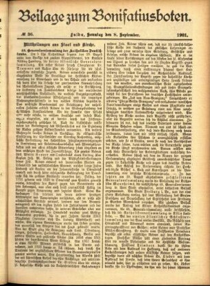 Zweite Ausgabe vom Sonntag, den 08. September 1901.