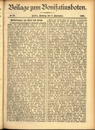 Zweite Ausgabe vom Sonntag, den 08. September 1901.