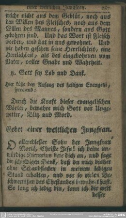 Gebet einer weltlichen Jungfrau