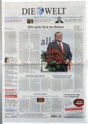 Tageszeitung "Die Welt" zur Wiederwahl von Kurt Beck als SPD-Vorsitzender