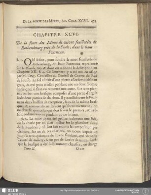 Chapitre XCVI. De la fonte des Mines de cuivre feuilletées de Rothembourg près de la Saale, dans le haut Fourneau