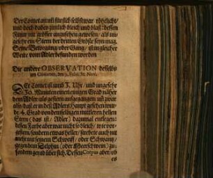 Warhafftige Beobachtung deß jüngsterschienenen Cometen, so von unterschiedlichen Orten und Zeiten glaubwürdig einkommen