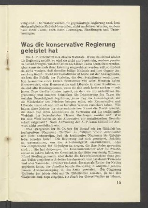 Was die konservative Regierung geleistet hat
